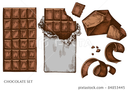 Vector set of hand drawn colored chocolate 84853445