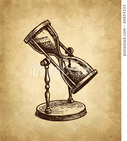 Vintage hourglass ink sketch. Vintage hourglass ink sketch. 84854333