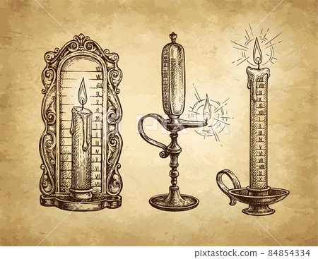 Ink sketch of fire clock. 84854334