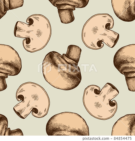 Seamless pattern with hand drawn colored champignon Seamless pattern with hand drawn colored champignon 84854475