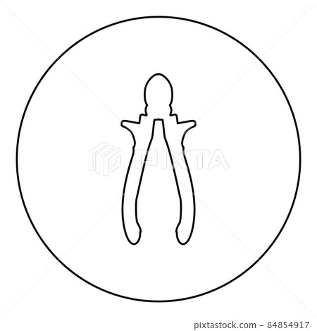 Cutting pliers side cutter hand tools for cutting wires icon in circle round black color vector illustration image outline contour line thin style 84854917