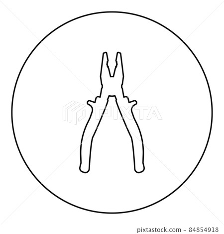Pliers tool icon in circle round black color vector illustration image outline contour line thin style 84854918