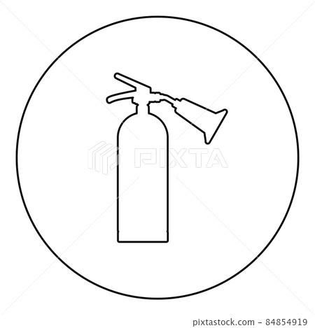 Fire extinguisher icon in circle round black color vector illustration image outline contour line thin style 84854919