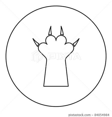 Paw with claw cat icon in circle round black color vector illustration image outline contour line thin style Paw with claw cat icon in circle round black color vector illustration image outline contour line thin style 84854984