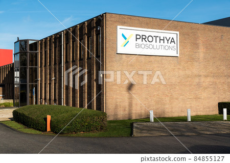 Neder-Over-Heembeek, Brussels, Belgium - 12 11 2021: Building of  the Prothya pharmaceutical industry plant 84855127