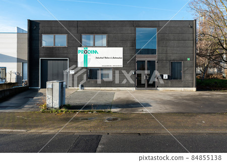 Neder-Over-Heembeek, Brussels, Belgium - 12 11 2021: The Prodim industrial valves and automation company Neder-Over-Heembeek, Brussels, Belgium - 12 11 2021: The Prodim industrial valves and automation company 84855138
