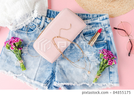 Fashion background with female outfit. Close up 84855175