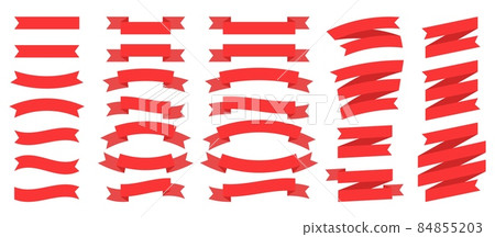 Red ribbons. Promotion flags collection. Vector... - Stock Illustration ...