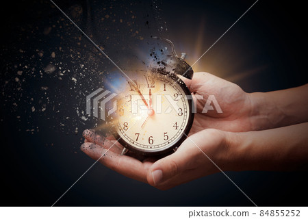 Concept of passing away, the clock breaks down into pieces Concept of passing away, the clock breaks down into pieces 84855252