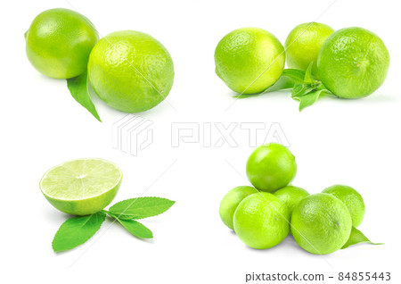 Group of limes isolated on a white background with clipping path Group of limes isolated on a white background with clipping path 84855443