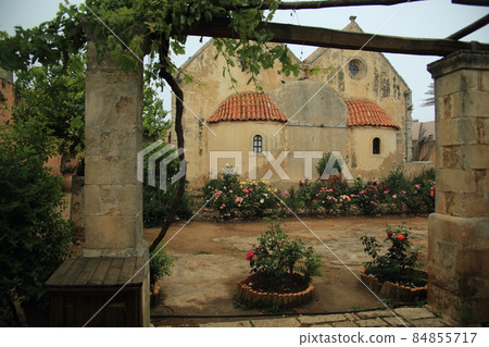 Holy Arcady Monastery in Crete, February, Greece. High quality photo Holy Arcady Monastery in Crete, February, Greece. High quality photo 84855717
