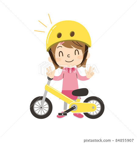 Girl standing with a bicycle Girl standing with a bicycle 84855907