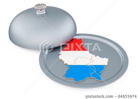 Restaurant cloche with Luxembourgish map. 3D rendering Restaurant cloche with Luxembourgish map. 3D rendering 84855974