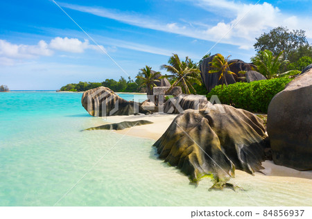 Anse Source D'Argent - the most beautiful beach of Seychelles. La Digue Island, Seychelles Anse Source D'Argent - the most beautiful beach of Seychelles. La Digue Island, Seychelles 84856937