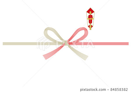 [Vector] A4 printable noshi paper template. Gold and red bowknot and double-fold noshi, with margin for text. 84858382