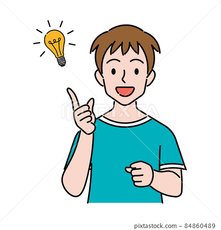 Idea, index finger, young man - Stock Illustration [84860489] - PIXTA