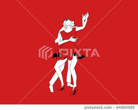 Two people dancing passionately with a woman in a red dress Two people dancing passionately with a woman in a red dress 84860980