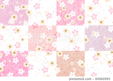 櫻花梅花日本圖案背景 84860995