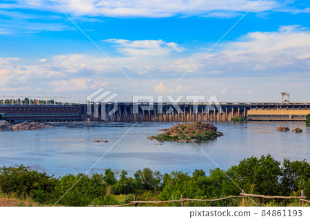 Dnieper Hydroelectric Station on the Dnieper river in Zaporizhia, Ukraine 84861193