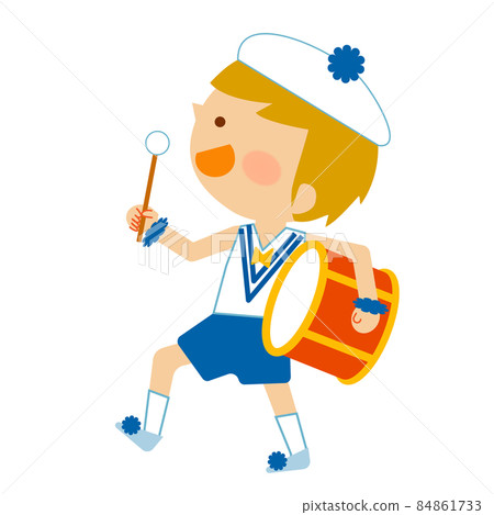 吹笛和鼓隊太鼓少年 84861733