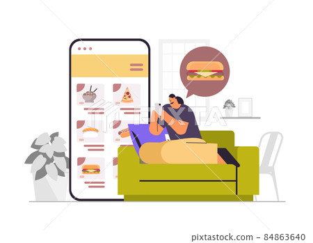 woman ordering and buying food in mobile app on smartphone screen online shopping fast food online shop woman ordering and buying food in mobile app on smartphone screen online shopping fast food online shop 84863640