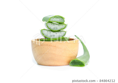 the plant Aloe vera slices products for beverages, cosmetics, and healthcare herbal on white background. the plant Aloe vera slices products for beverages, cosmetics, and healthcare herbal on white background. 84864212