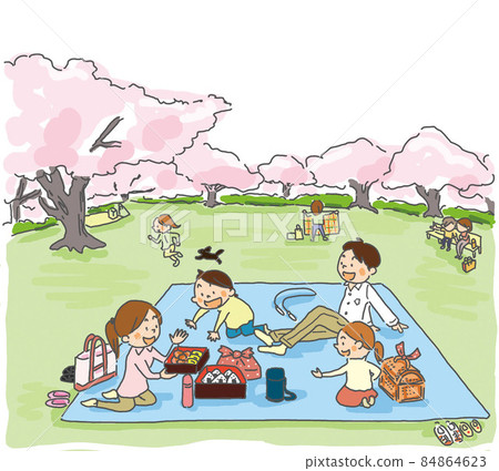 一家人在公園看櫻花 一家人在公園看櫻花 84864623