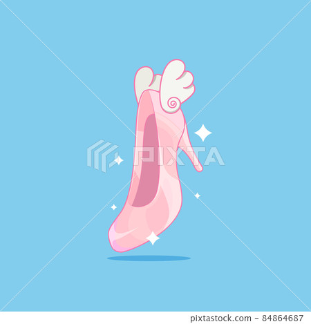 Cute princess fantasy crystal shoes, flat, cartoon style. vector