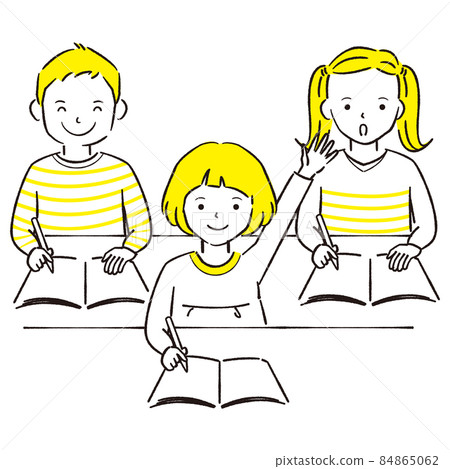 kids raising their hands clipart balck