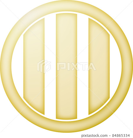 Family crest Marunouchi with three verticals [golden] 84865334