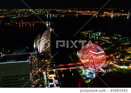 從空中看到的橫濱港未來的夜景 84865485