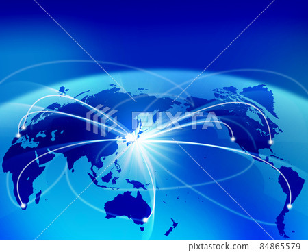 Spherical world map centered on Japan 84865579