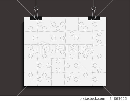 Poster template made grey pieces puzzle, jigsaw Poster template made grey pieces puzzle, jigsaw 84865623