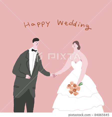 新娘和新郎手牽手，婚禮，婚禮，新娘，幸福的婚禮， 84865645