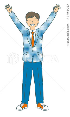 The whole body of a boy wearing a uniform and... - Stock Illustration ...