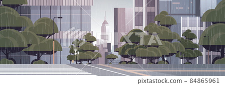 raining empty street road with crosswalk city buildings skyline modern architecture cityscape background raining empty street road with crosswalk city buildings skyline modern architecture cityscape background 84865961