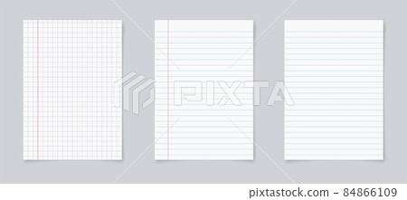 Set of realistic blank sheets of square and lined paper 84866109