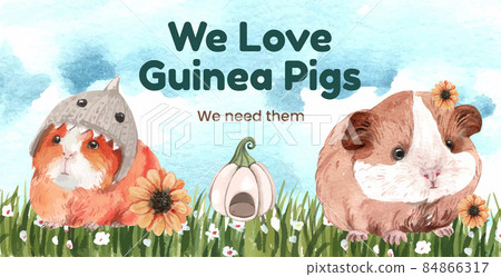 Billboard template with cute guinea pig concept,watercolor style Billboard template with cute guinea pig concept,watercolor style 84866317