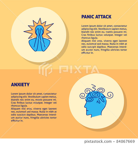 Flyers with panic attack and anxiety disorder symbols 84867669