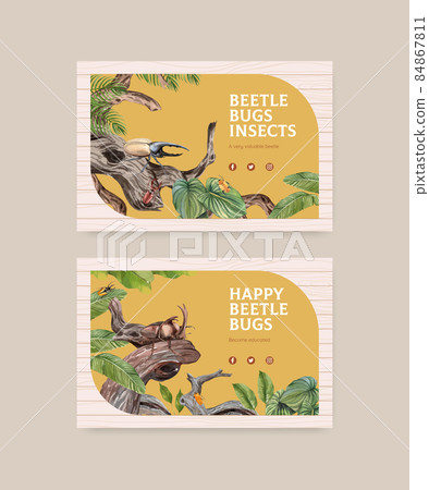 Facebook Profile With Insect Facebook template with beetles bug... - Stock Illustration [84867811 ...