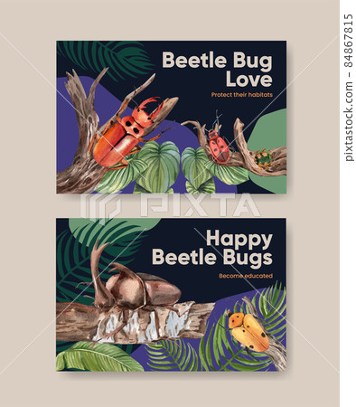 Facebook Profile With Insect Facebook template with beetles bug... - Stock Illustration [84867815 ...