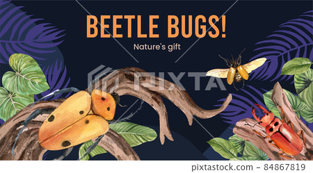 Billboard template with beetles bug concept,watercolor style Billboard template with beetles bug concept,watercolor style 84867819