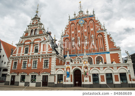 Riga, Latvia - May 21, 2021: Blackheads House on the Town Hall square, Riga Latvia 84868689
