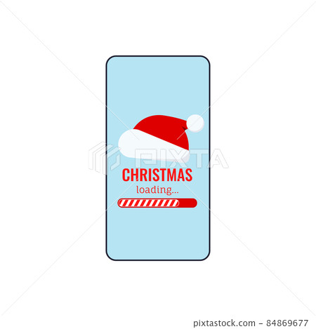 Christmas countdown bar with Santa hat on phone screen. Christmas countdown bar with Santa hat on phone screen. 84869677