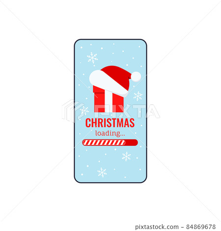 Christmas countdown bar with gift and Santa Claus hat on phone screen. Christmas countdown bar with gift and Santa Claus hat on phone screen. 84869678