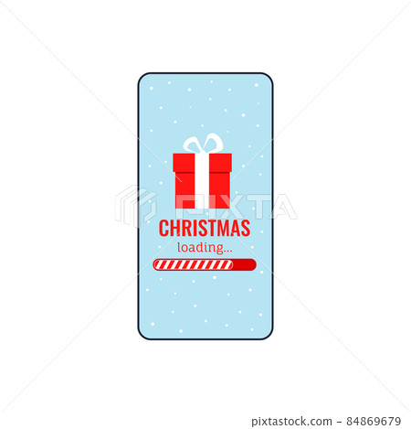 Christmas countdown bar and gift box on phone screen. Christmas countdown bar and gift box on phone screen. 84869679