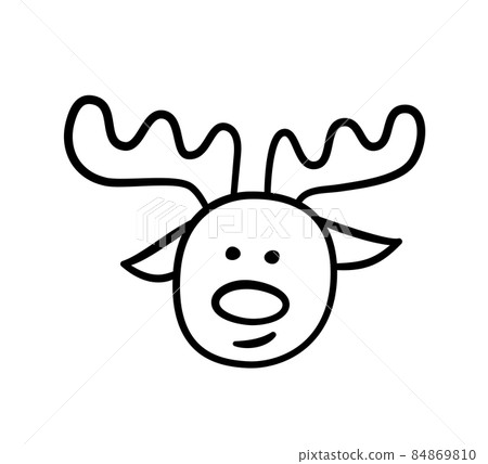Cute christmas Reindeer in doodle style. Hand drawn reindeer. Children drawing. Vector illustration isolated on white background 84869810