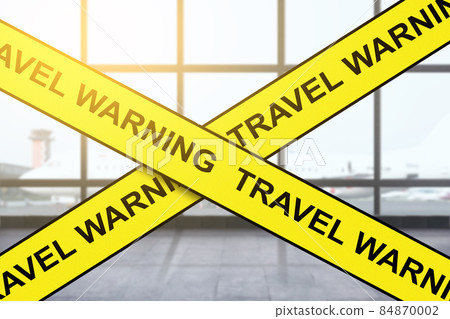 Airport covered with travel warning tape due new variant of covid 19 omicron Airport covered with travel warning tape due new variant of covid 19 omicron 84870002