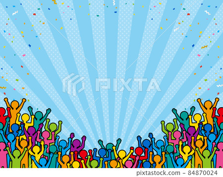 Many people and confetti background / frame material 84870024