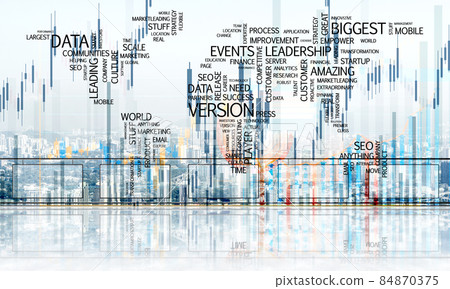 Concept of global communication and networking with world map over cityscape Concept of global communication and networking with world map over cityscape 84870375